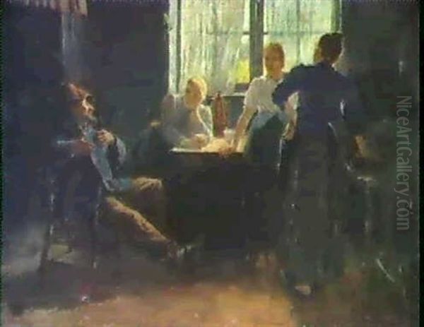 La Conversation. Oil Painting by Jozef Israels