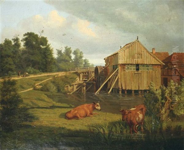 Landschaft Mit Muhle Oil Painting by Georg Wilhelm Issel