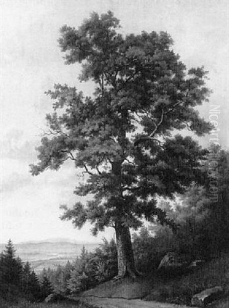 Blick Vom Odenwald Uber Die Rheinebene Auf Das Hardtgebirge Oil Painting by Georg Wilhelm Issel