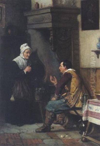 Im Gesprach Oil Painting by Heinrich Issel