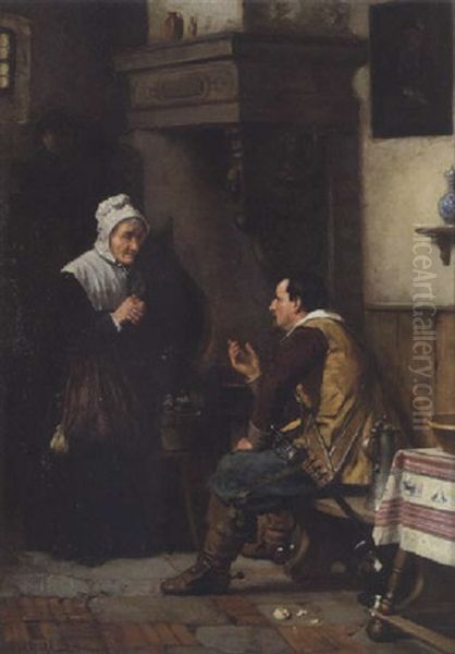 Der Musketier Und Die Alte Oil Painting by Heinrich Issel