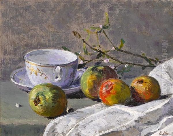 Still Life With Fruit Oil Painting by Hans (Jean) Iten