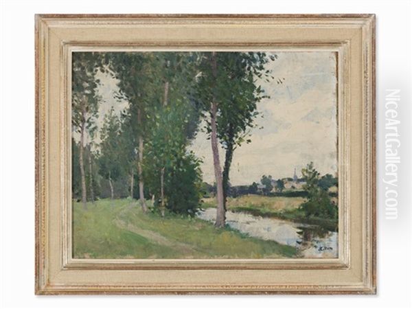 Landscape And River Oil Painting by Hans (Jean) Iten