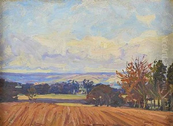 Ploughed Field Near Belvoir Park Oil Painting by Hans (Jean) Iten