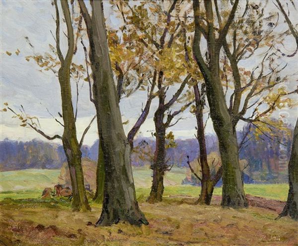 November Day, Belvoir Park Oil Painting by Hans (Jean) Iten