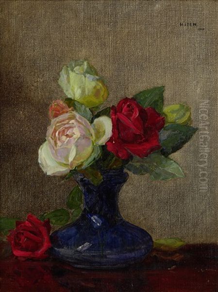 Still Life Of Roses Oil Painting by Hans (Jean) Iten