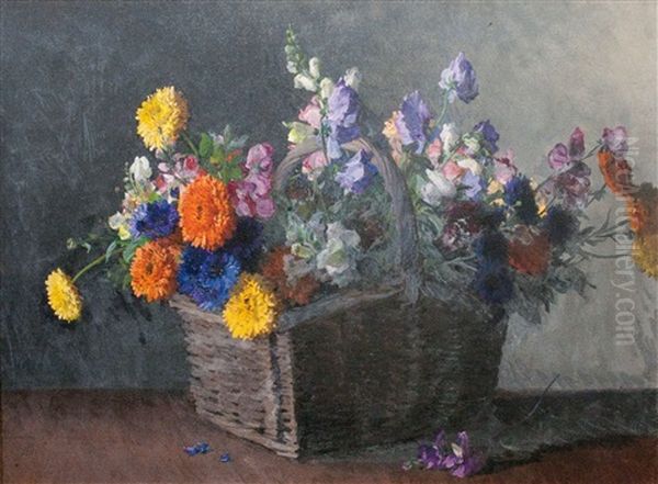 Floral Study Oil Painting by Hans (Jean) Iten