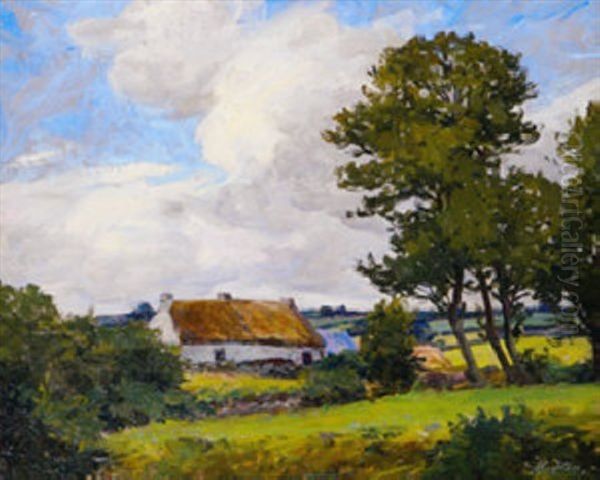 Old Irish Cottage Cushendun Oil Painting by Hans (Jean) Iten