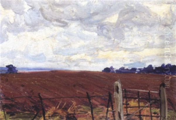 A Ploughed Field, Belvoir Park Oil Painting by Hans (Jean) Iten