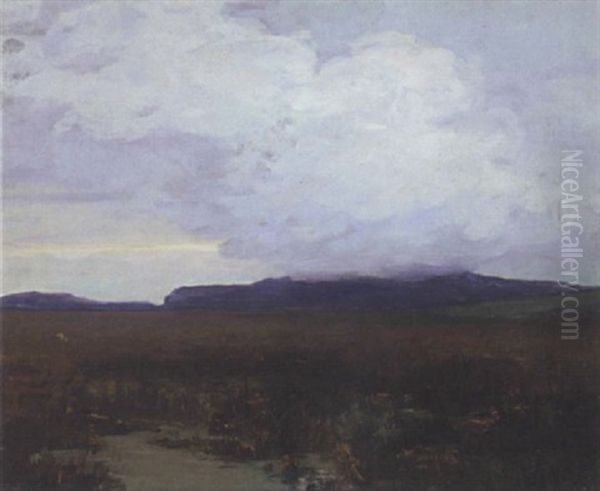 Clouds Over  Bogland Oil Painting by Hans (Jean) Iten