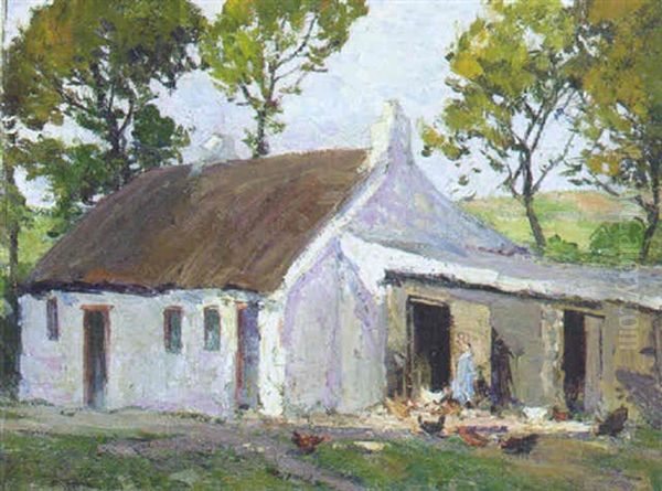 Cottage Near Ligoniel, Near Belfast Oil Painting by Hans (Jean) Iten