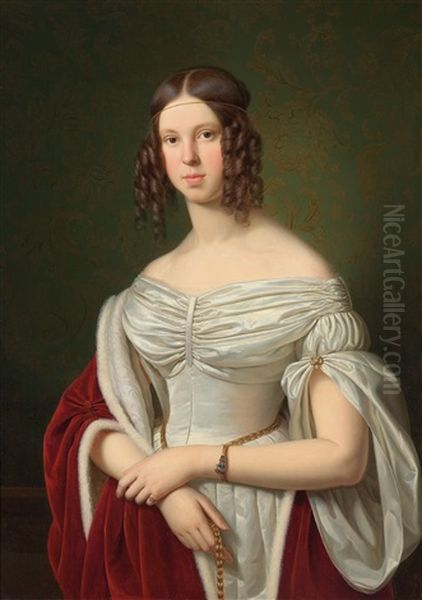 Portrait Der Marie Felicitas Zu Furstenberg Geb. Grafin Wolff-metternich Zur Gracht Verheiratet Mit Joseph Freiherr Von Furstenberg Oil Painting by Franz Ittenbach