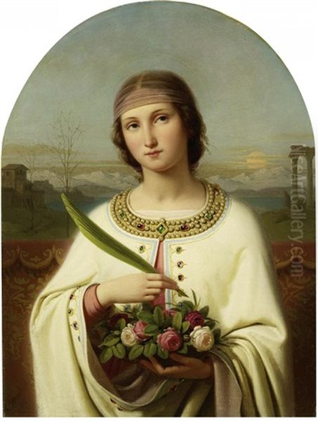 Die Heilige Dorothea Von Kappadozien Oil Painting by Franz Ittenbach