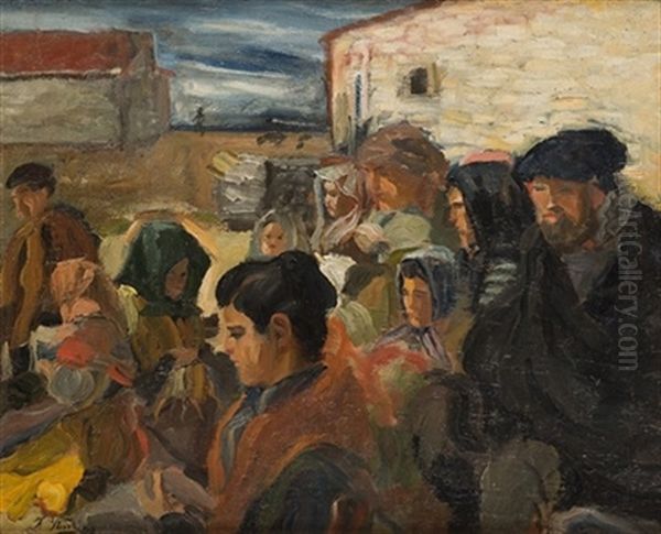 Campesinos Oil Painting by Francisco Iturrino