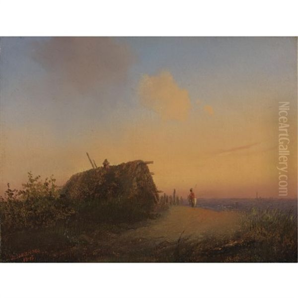 Landscape With Peasant House Oil Painting by Aleksandr Andreevich Ivanov