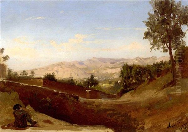 Italianate Landscape Oil Painting by Aleksandr Andreevich Ivanov