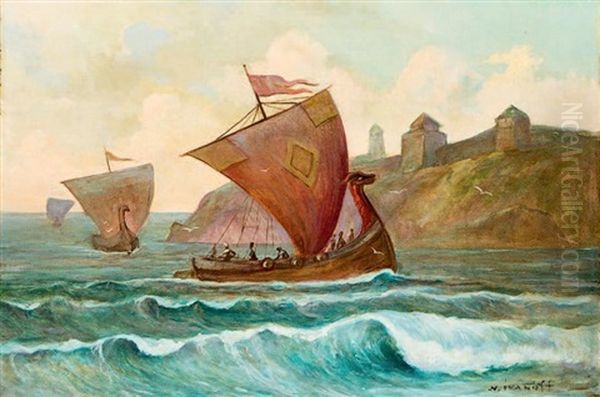 L'arrivee Des Vikings Oil Painting by Nikolai V. Ivanov