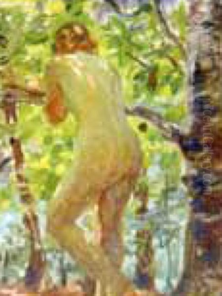 Nude In Landscape Oil Painting by Sigismund Ivanowski