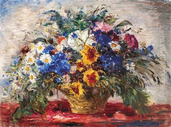 Still Life With Flowers Oil Painting by Bela Ivanyi Gruenwald