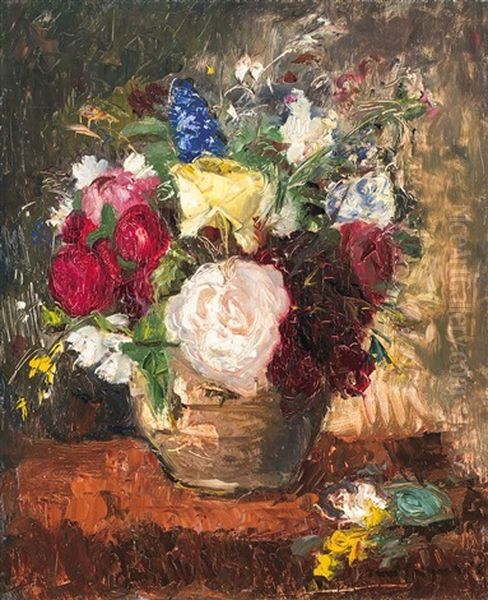 Flower Still Life Oil Painting by Bela Ivanyi Gruenwald