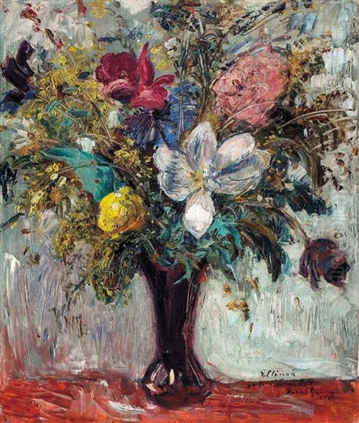 Still-life With Flowers Oil Painting by Bela Ivanyi Gruenwald