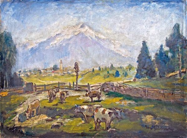 Hegyi Legelon Oil Painting by Bela Ivanyi Gruenwald