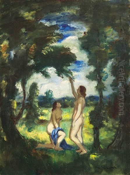 Outdoor Nude Female Portraits Oil Painting by Bela Ivanyi Gruenwald