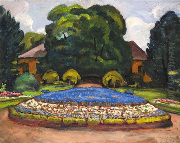 Castle Grounds In Kecskemet Oil Painting by Bela Ivanyi Gruenwald