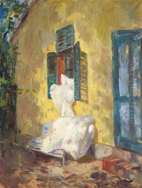 Airing The Bed Linen Oil Painting by Bela Ivanyi Gruenwald