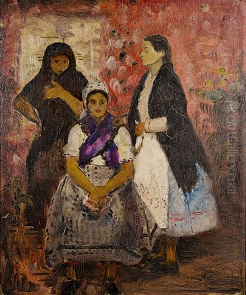 Three Women From Swabland Oil Painting by Bela Ivanyi Gruenwald