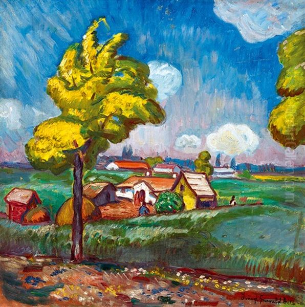 Yellow Tree Oil Painting by Bela Ivanyi Gruenwald