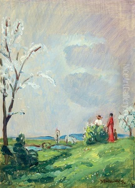 Spring Blossoming Oil Painting by Bela Ivanyi Gruenwald