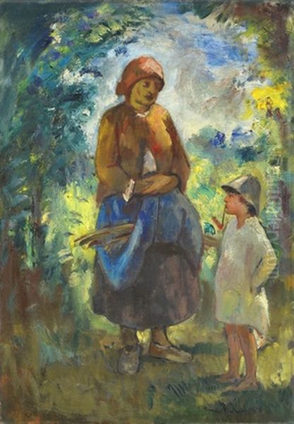 Brushwood Collector Oil Painting by Bela Ivanyi Gruenwald