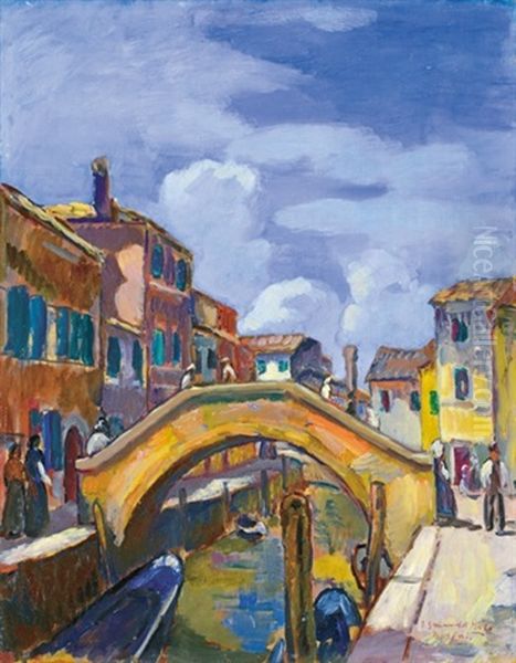 View Of Burano Oil Painting by Bela Ivanyi Gruenwald