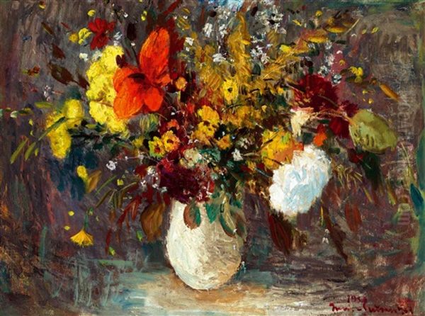 Still-life Of Flowers Oil Painting by Bela Ivanyi Gruenwald