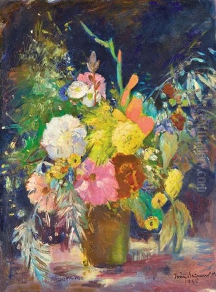 Flower Still Life Oil Painting by Bela Ivanyi Gruenwald