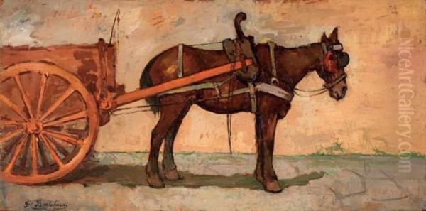 Cavallo Con Carro Oil Painting by Giovanni Bartolena