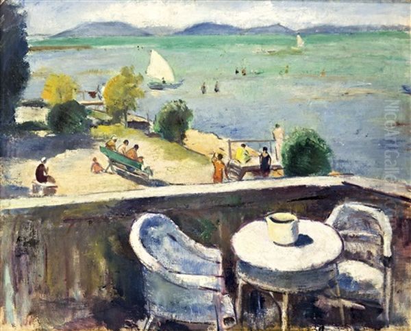 View Of Balaton Oil Painting by Bela Ivanyi Gruenwald