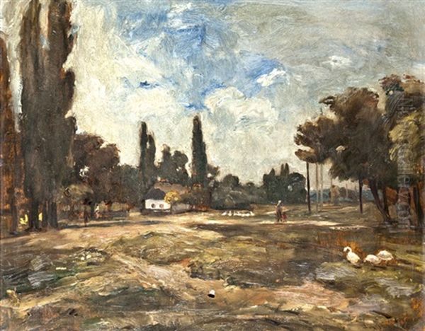 Falu Szelen Oil Painting by Bela Ivanyi Gruenwald