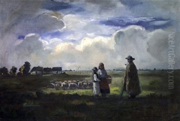 La Conversation Dans La Prairie Oil Painting by Bela Ivanyi Gruenwald