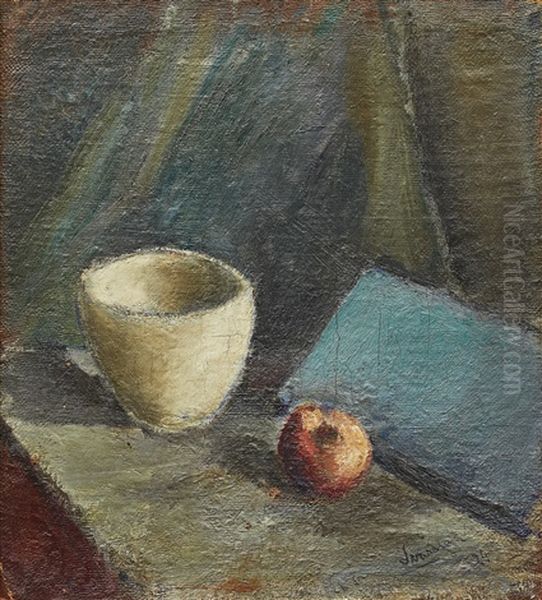 Stilleben Med Kopp Och Apple Oil Painting by Ivan Ivarson