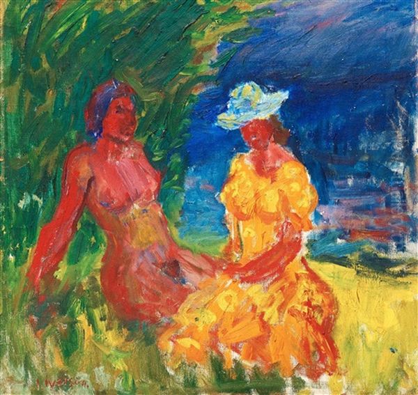 Kvinnor Vid Stranden (women On The Beach) Oil Painting by Ivan Ivarson