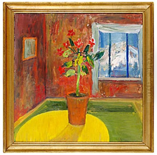 Tuvorna Hagen/interior - Blomma I Kruka Oil Painting by Ivan Ivarson