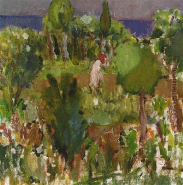 Tradgarden Cagnes Oil Painting by Ivan Ivarson