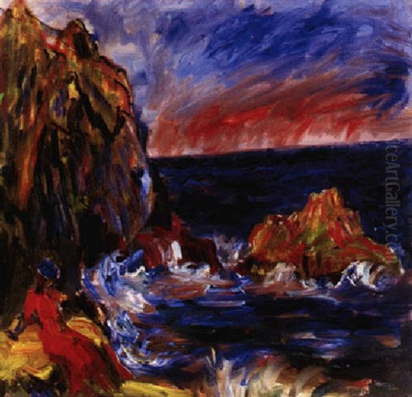 Stenungson, Kvinna Vid Havet Oil Painting by Ivan Ivarson