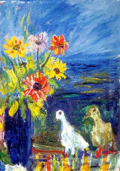 Blommor Och Faglar Oil Painting by Ivan Ivarson