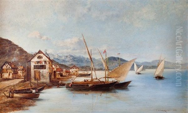 Costa Con Pescadores Oil Painting by Jean Francois D' Ivernois