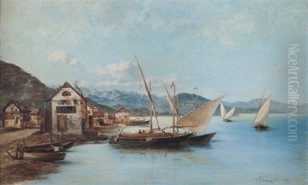 Costa Con Pescadores Oil Painting by Jean Francois D' Ivernois