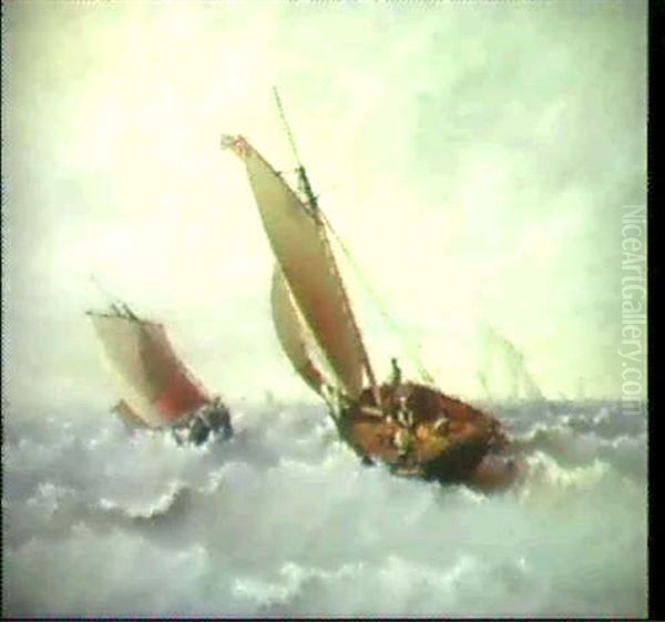 Segelboote Auf Sturmischer See Oil Painting by Jean Francois D' Ivernois