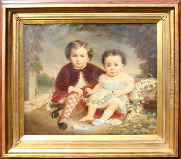 Portrait Of 2 Boys Oil Painting by Lewis Thomas Ives